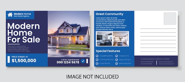 Free vector professional your real estate postcard design template