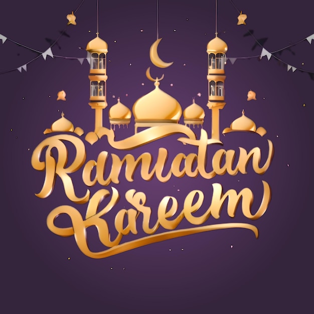 Free Vector Ramadan Kareem colorful lettering design Ai generated