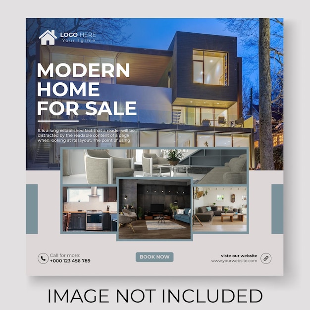 Free vector real estate house property instagram post or square web banner template