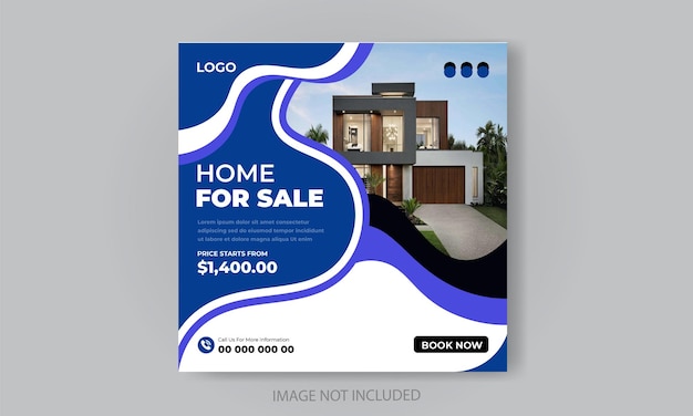 Free vector real estate house property social media banner template