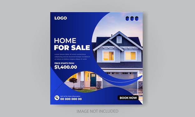 Free vector real estate house property social media banner template