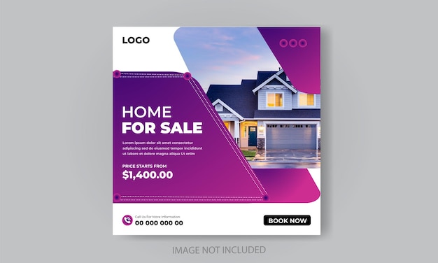 Free vector real estate house property social media banner template