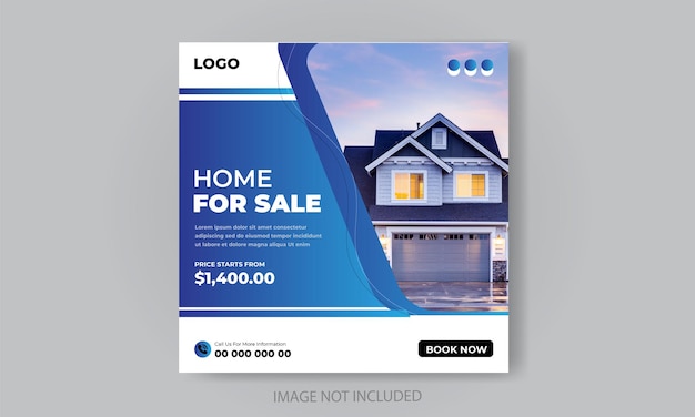 Free vector real estate house property social media banner template