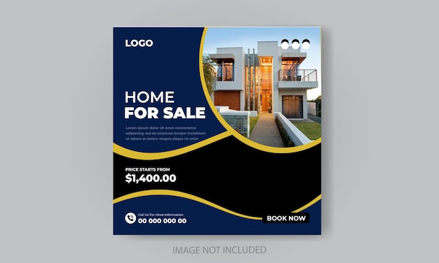 Free vector real estate house property social media banner template