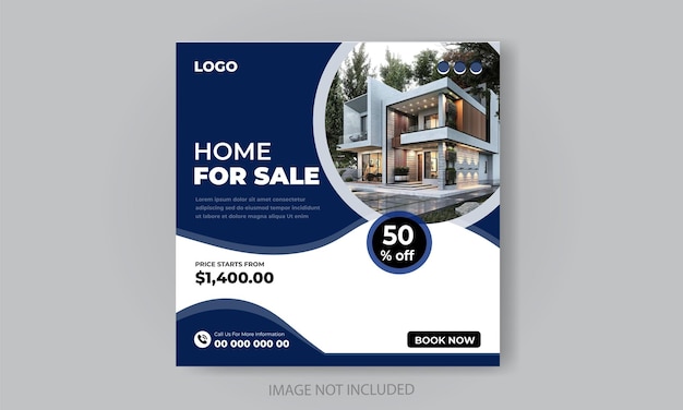 Free vector real estate house property social media banner template