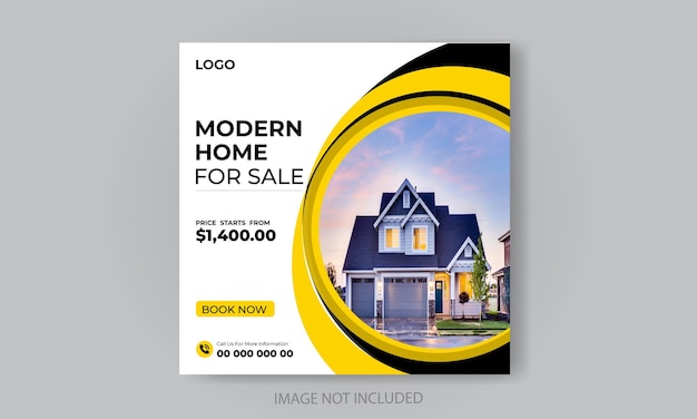 Free vector real estate house property social media banner template