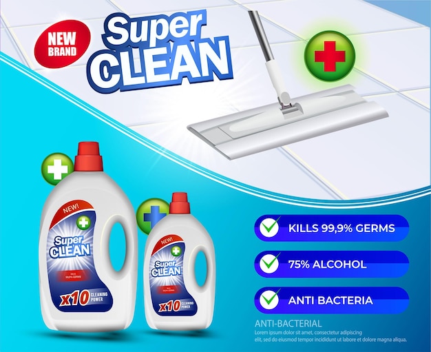 Free vector realistic cleaning products ad