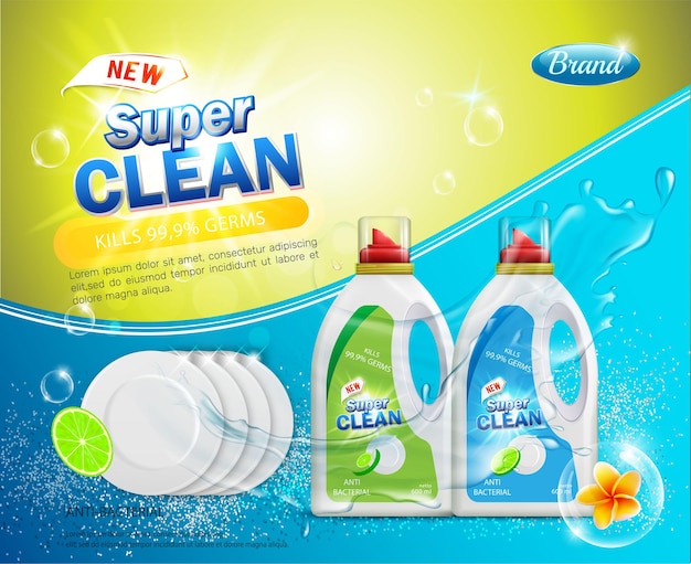 Free vector realistic cleaning products ad