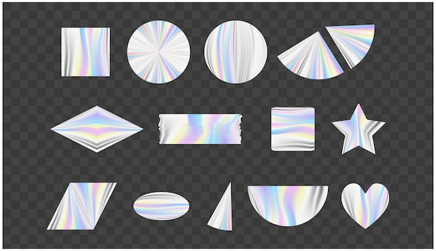 Free vector realistic hologram tape and sticker, shiny, circle