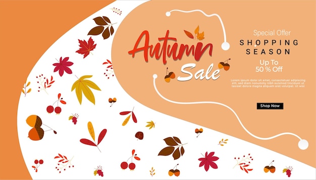 Free vector realistic horizontal sale banner template for autumn celebration