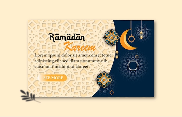 Free vector realistic Ramadan horizontal banner template