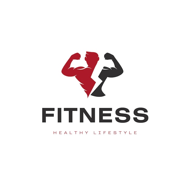 Vector free vector red black minimalist fitness logo