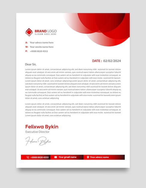 Free vector red color simple letterhead template