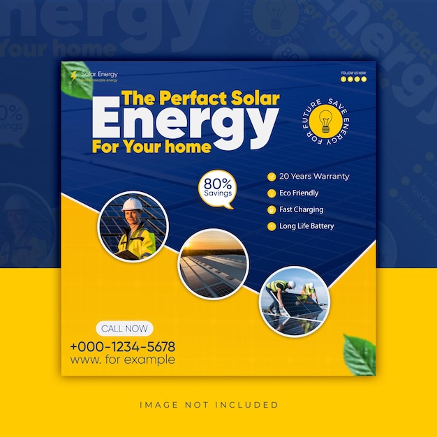 free vector renewable and clean solar energy social media post template