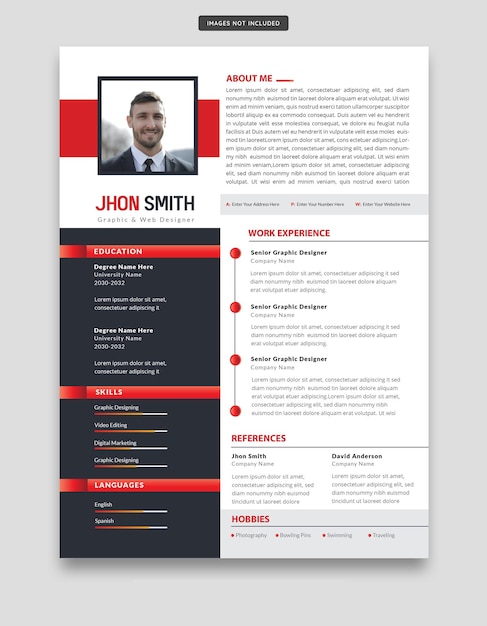 Free vector resume portfolio or CV template