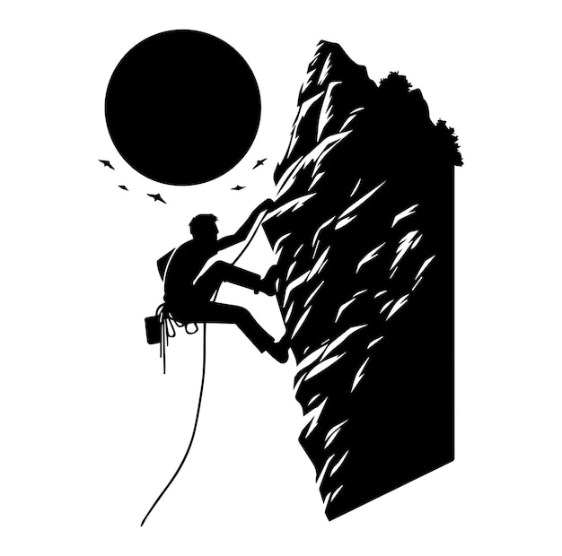 Vector free vector rock climbing man silhouette