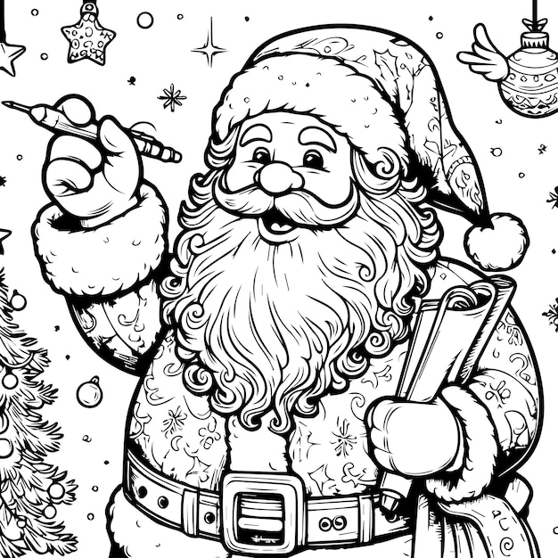 Free Vector Santa Outline Drawing