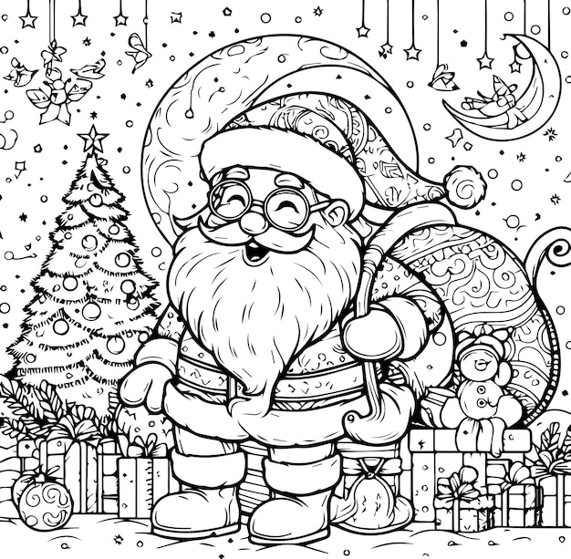 Free Vector Santa Outline Drawing