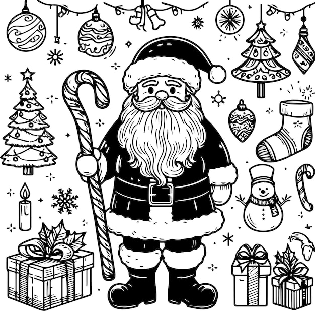 Free Vector Santa Outline Drawing