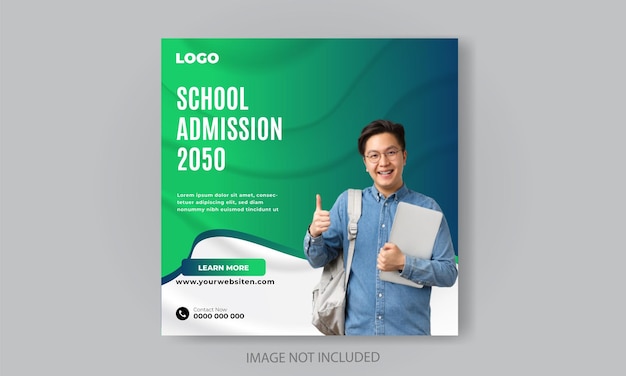 Free vector school admission social media post template