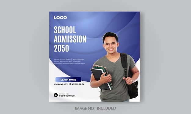 Free vector school admission social media post template