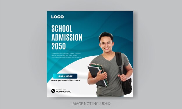 Free vector school admission social media post template