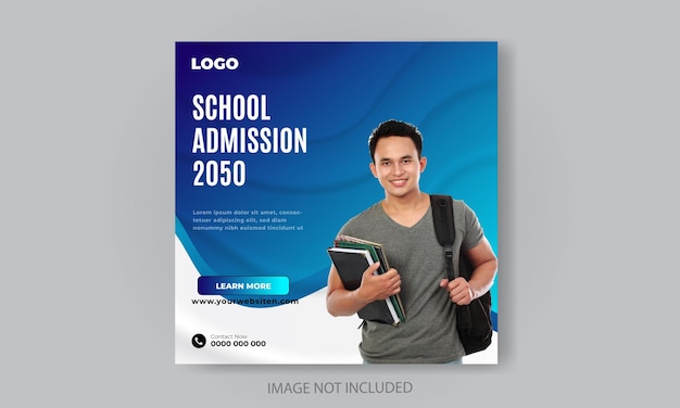 Free vector school admission social media post template