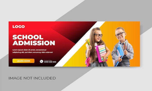 Free vector school admission web banner or social media cover template