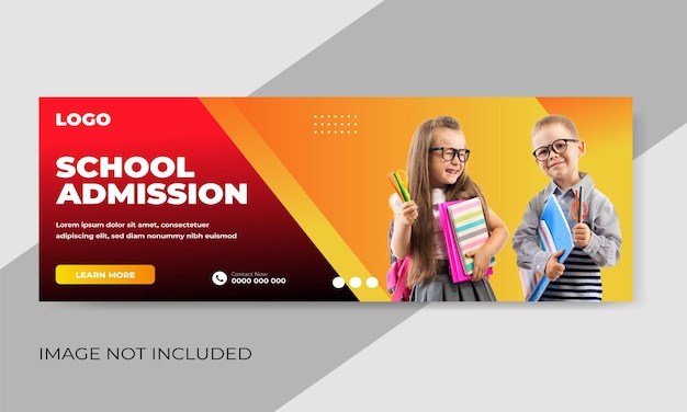 Free vector school admission web banner or social media cover template