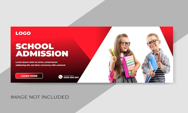 Free vector school admission web banner or social media cover template