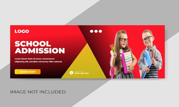 Free vector school admission web banner or social media cover template