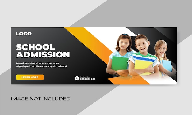 Free vector school admission web banner or social media cover template