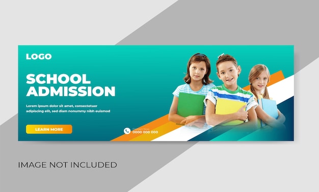 Free vector school admission web banner or social media cover template