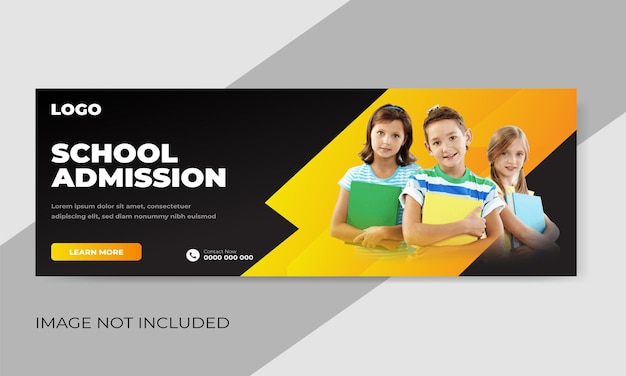 Free vector school admission web banner or social media cover template