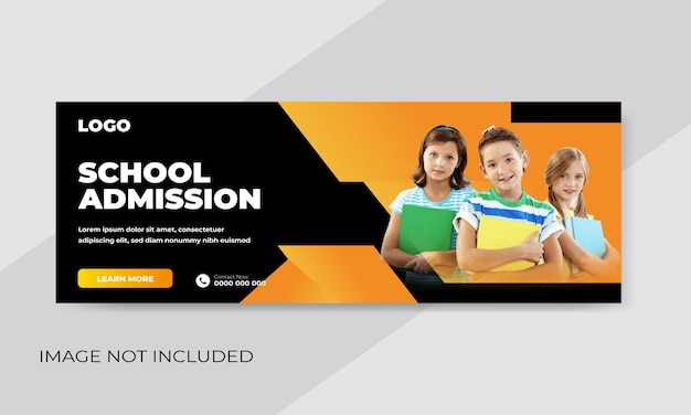 Free vector school admission web banner or social media cover template