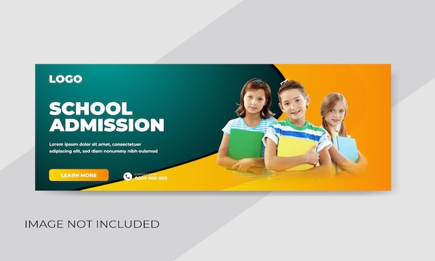 Free vector school admission web banner or social media cover template