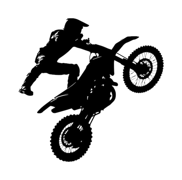 Vector free vector silhouette of a biker making dangerous stunts on his motorcycle vector silhouette