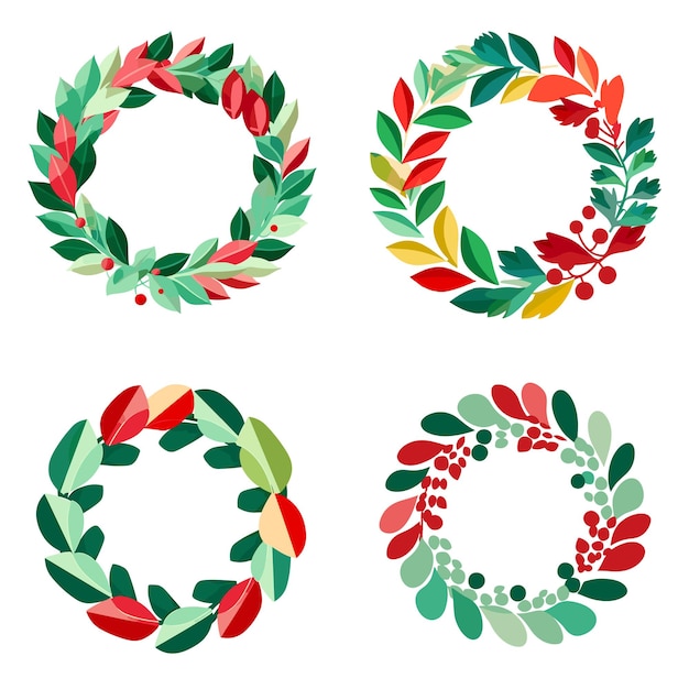 Free vector simple christmas wreath set