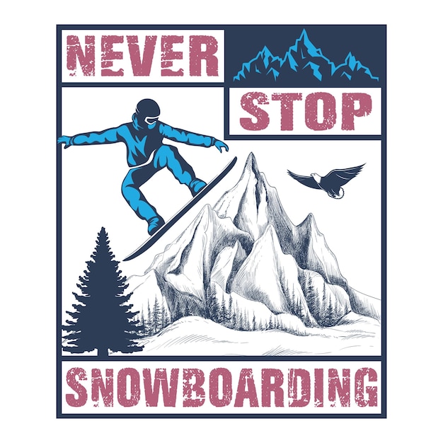 Vector free vector snowboarding tshirt design