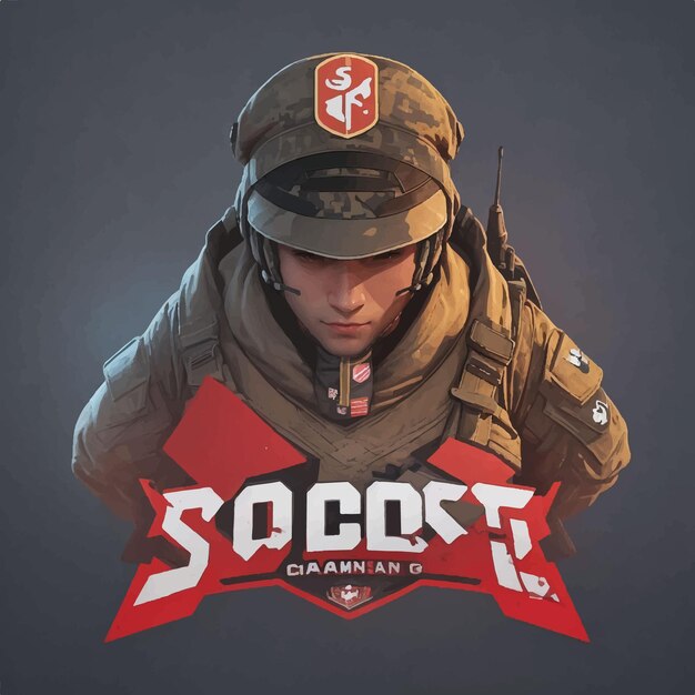 Free vector soldier mascot esport gaming logo