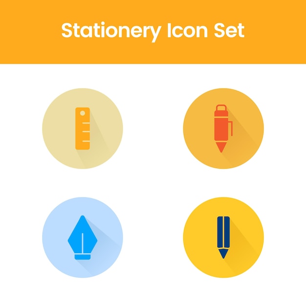 Free vector stationery icons, pen nip pencil ruler pen art brush marker template