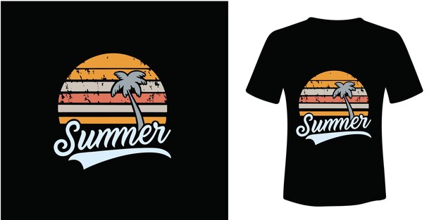 Free vector summer beach and sunset vector graphic t shirt design