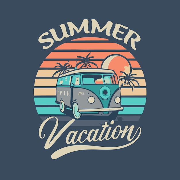 Free vector summer vacation typography tshirt design