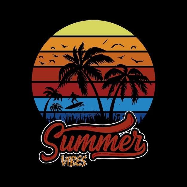 Free vector surfing festival summer banner for surfing tshirt