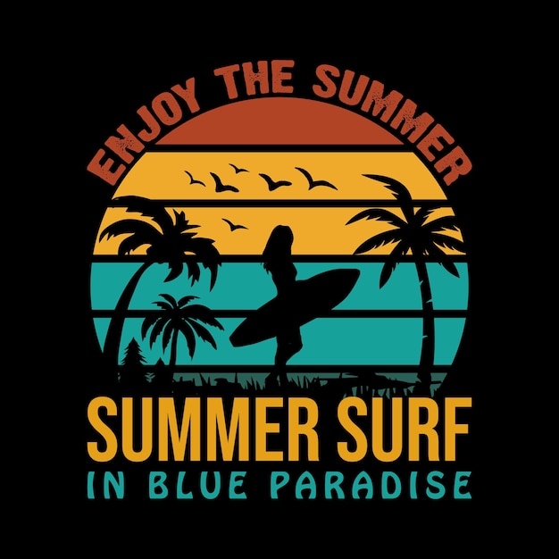 Free vector surfing festival summer banner for surfing tshirt