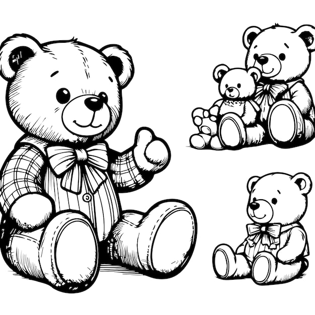 Vector free vector teddy bear outline drawing