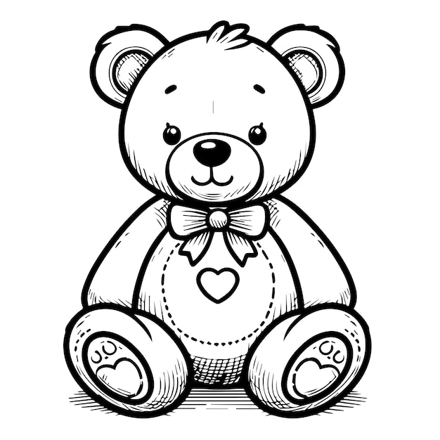 Vector free vector teddy bear outline drawing