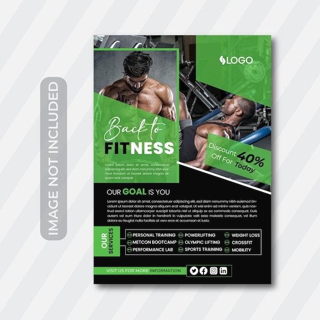 Free vector template sport flyer with image in A4 size template