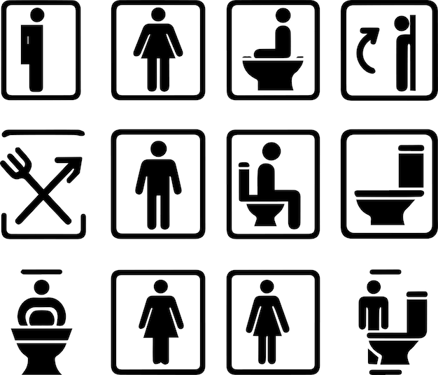 Free Vector Toilet sign vector set of toilet signs silhouette