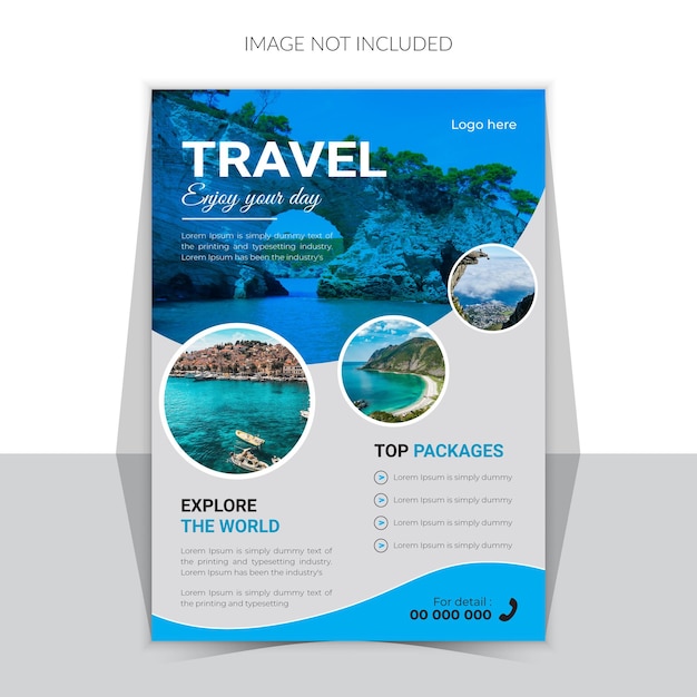 Free vector travel flyer template design with photo Modern travel flyer design